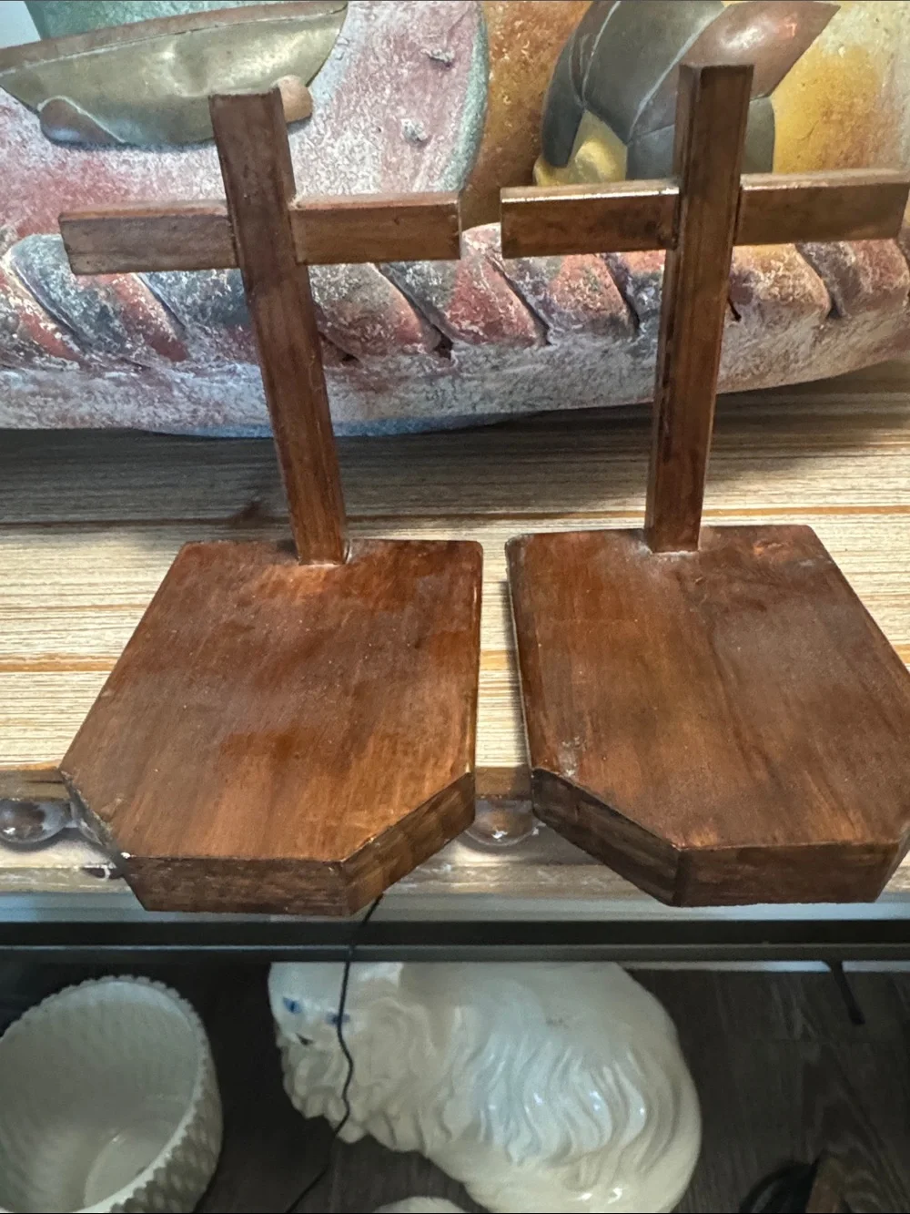 Wooden Cross Bookend - Brown